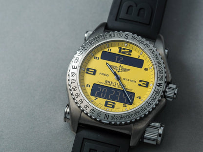 Breitling Emergency E76321 Yellow Dial Titanium Full Set Wristwatch