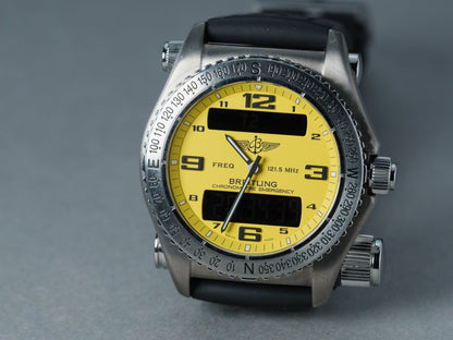 Breitling Emergency E76321 Yellow Dial Titanium Full Set Wristwatch