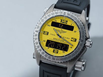 Breitling Emergency E76321 Yellow Dial Titanium Full Set Wristwatch