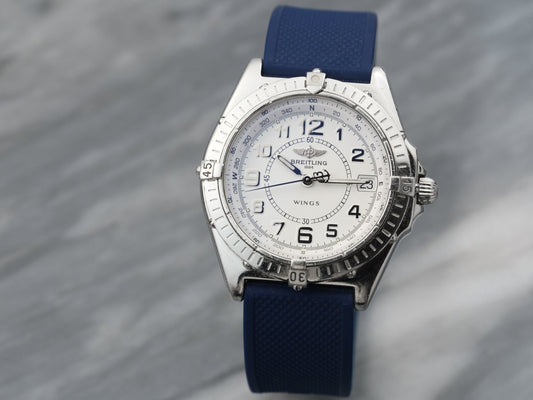 Breitling Windrider Wings Quartz White Dial 1000m A66050 Wristwatch