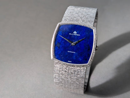 Bucherer Chopard 2032 - 1 18k White Gold Lapis Lazuli Mosaic Dial Bark Finish Wristwatch