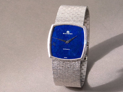 Bucherer Chopard 2032 - 1 18k White Gold Lapis Lazuli Mosaic Dial Bark Finish Wristwatch