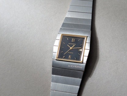 Bucherer Rectangular Integrated Bracelet Ultra Thin Wristwatch