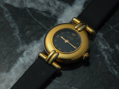 Cartier Colisee Vermeil Gold Black Dial 590002 Wristwatch