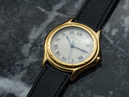 Cartier Cougar Panthere 18k Yellow Gold 33 mm Box Papers 887904 Wristwatch