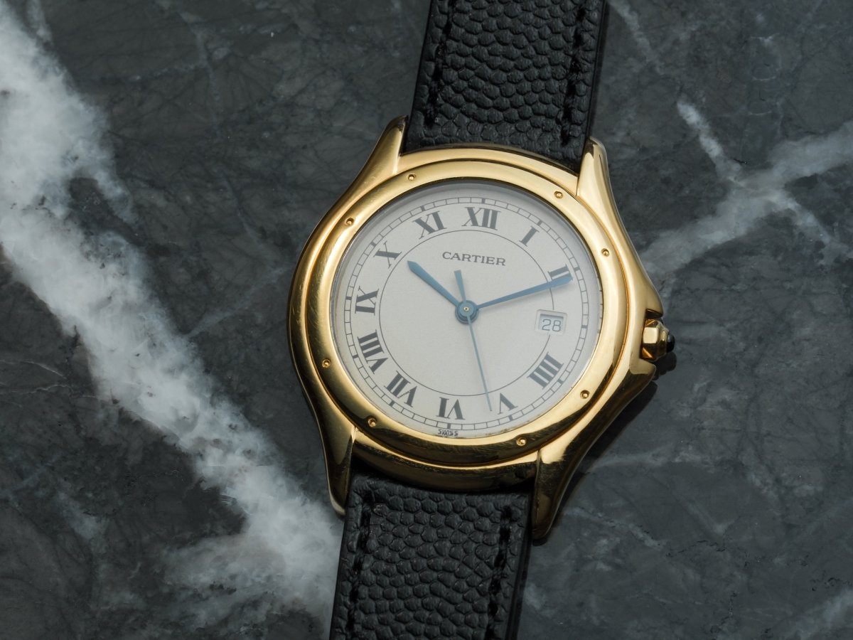 Cartier Cougar Panthere 18k Yellow Gold 33 mm Box Papers 887904 Wristwatch