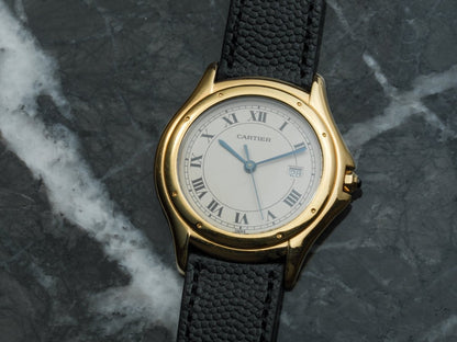 Cartier Cougar Panthere 18k Yellow Gold 33 mm Box Papers 887904 Wristwatch