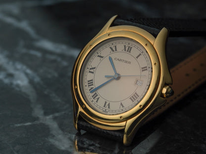 Cartier Cougar Panthere 18k Yellow Gold 33 mm Box Papers 887904 Wristwatch