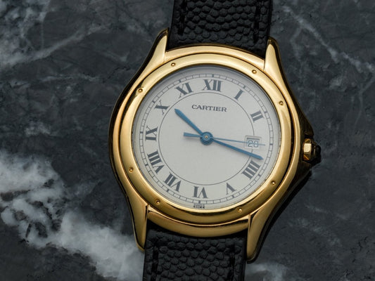 Cartier Cougar Panthere 18k Yellow Gold 33 mm Box Papers 887904 Wristwatch