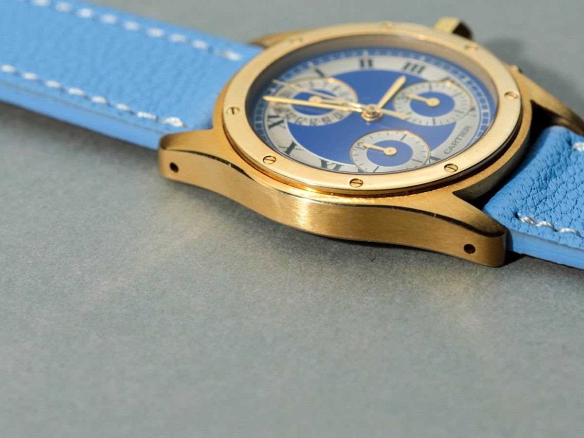 Cartier Santos Ronde Chronograph Date 18k Yellow Gold W15078G 1500 0 Wristwatch
