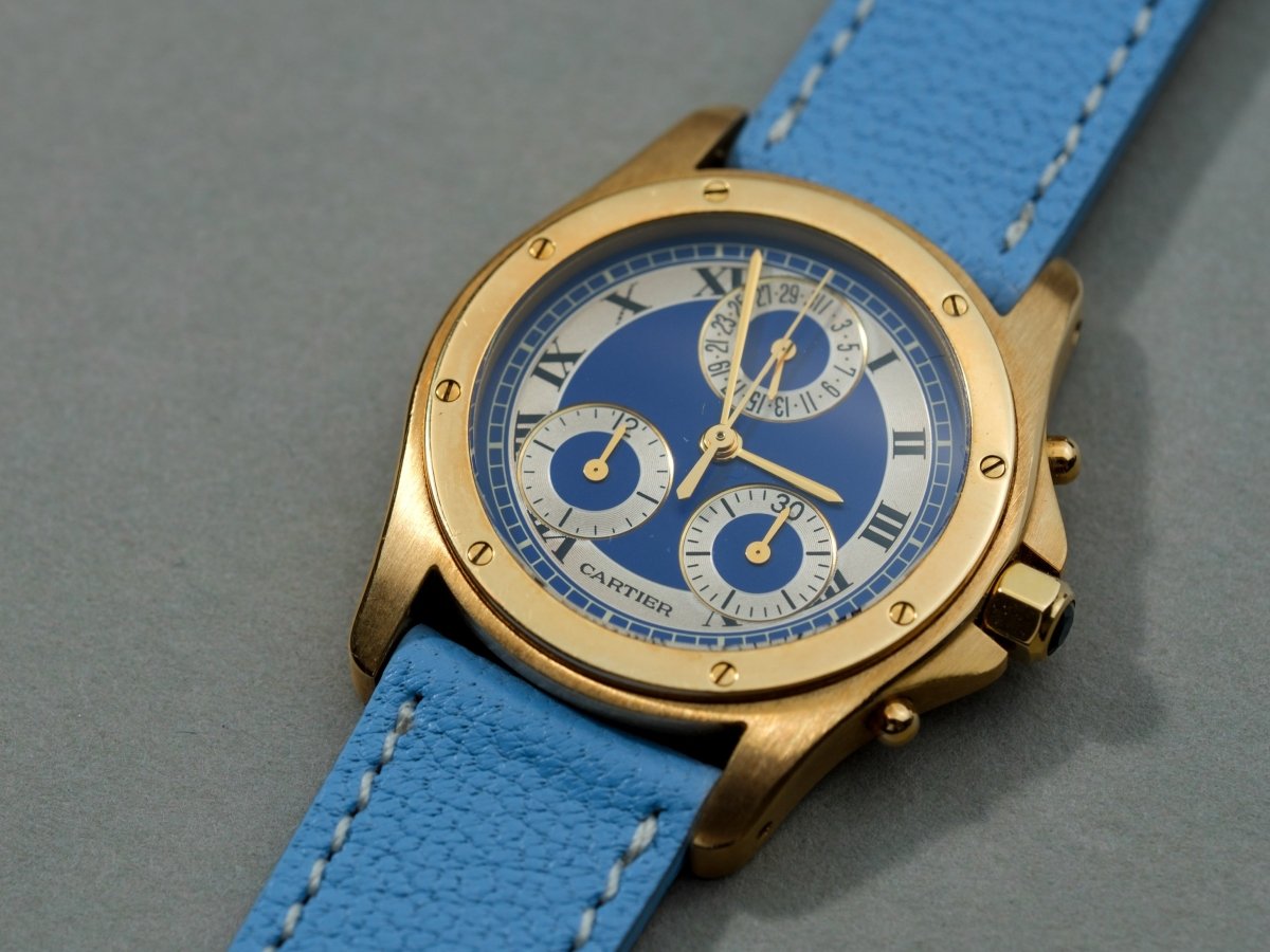 Cartier Santos Ronde Chronograph Date 18k Yellow Gold W15078G 1500 0 Wristwatch
