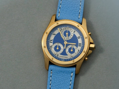 Cartier Santos Ronde Chronograph Date 18k Yellow Gold W15078G 1500 0 Wristwatch