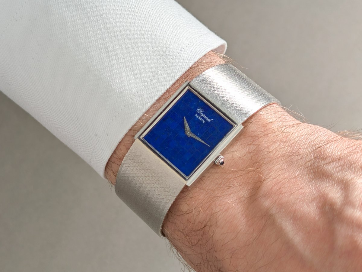 Chopard Gondolo Rectangular 18k White Gold Lapis Lazuli Mosaic Dial 2013 1 Wristwatch