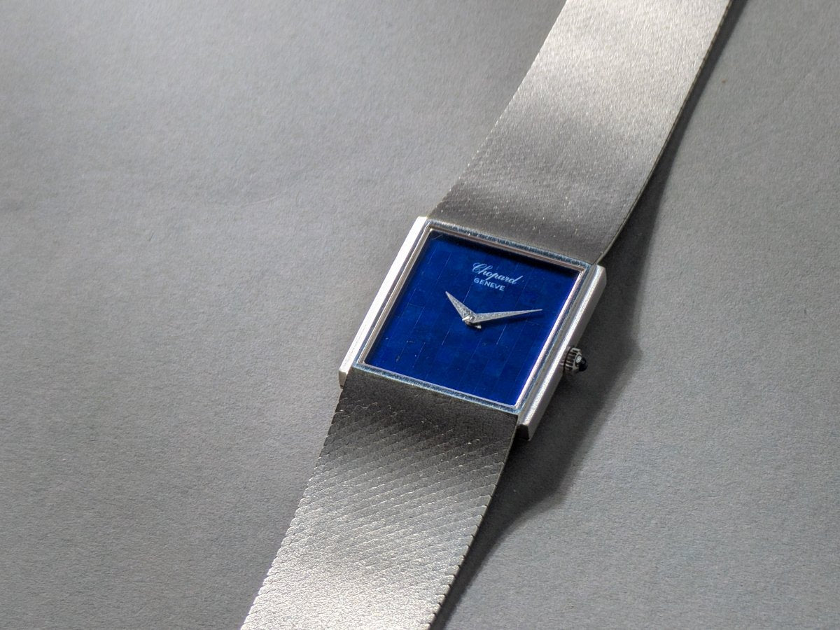 Chopard Gondolo Rectangular 18k White Gold Lapis Lazuli Mosaic Dial 2013 1 Wristwatch