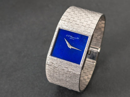 Chopard Lapis Lazuli Dial 18k White Gold Bark Finish 2013/1 Wristwatch
