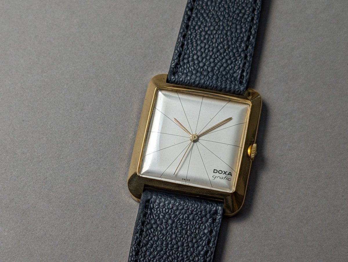 Doxa Grafic 18k Gold White Silver Dial Manual Wristwatch
