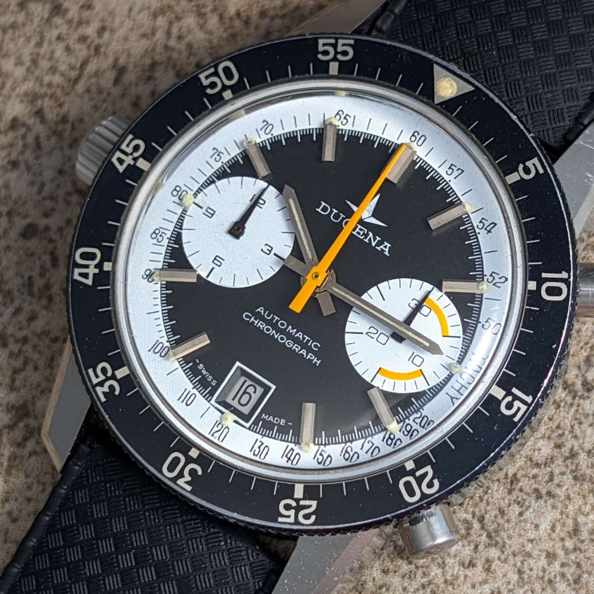 Dugena Ref. 524150 157 Buren 12 Microrotor Chronograph Reverse Panda