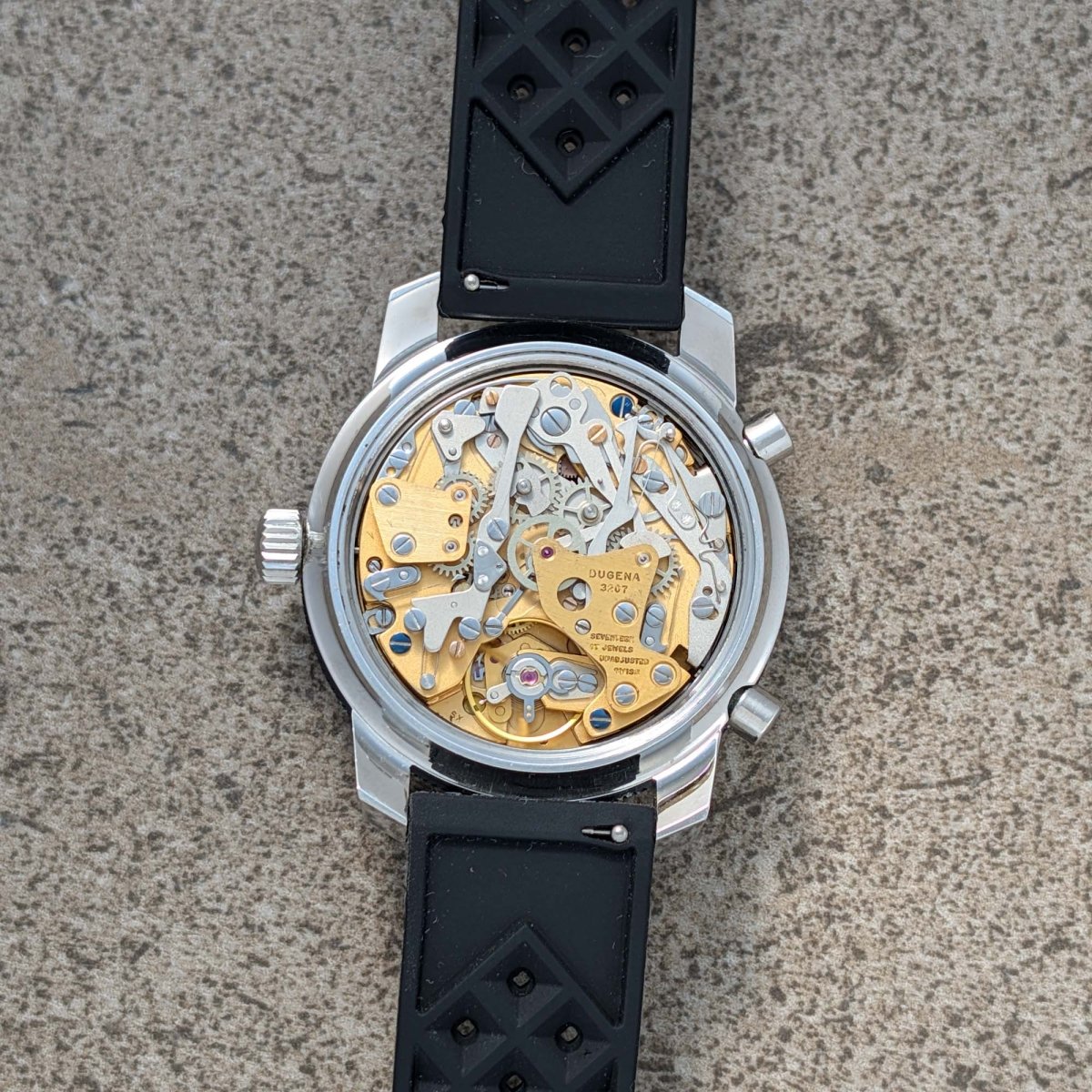 Dugena Ref. 524150 157 Buren 12 Microrotor Chronograph Reverse Panda