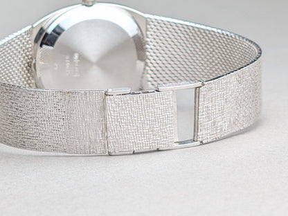Dugena Sir 14k White Gold Bark Finish 24th December 1975 Wristwatch