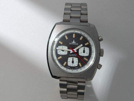 Dugena Tri - Compax Reverse Panda Chronograph Valjoux 7736 Wristwatch