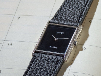 Eberhard Tank Royal Quart 18k White Gold Diamond Bezel Wristwatch