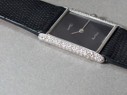 Eberhard Tank Royal Quart 18k White Gold Diamond Bezel Wristwatch