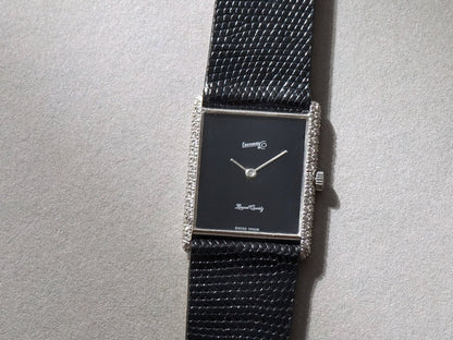 Eberhard Tank Royal Quart 18k White Gold Diamond Bezel Wristwatch