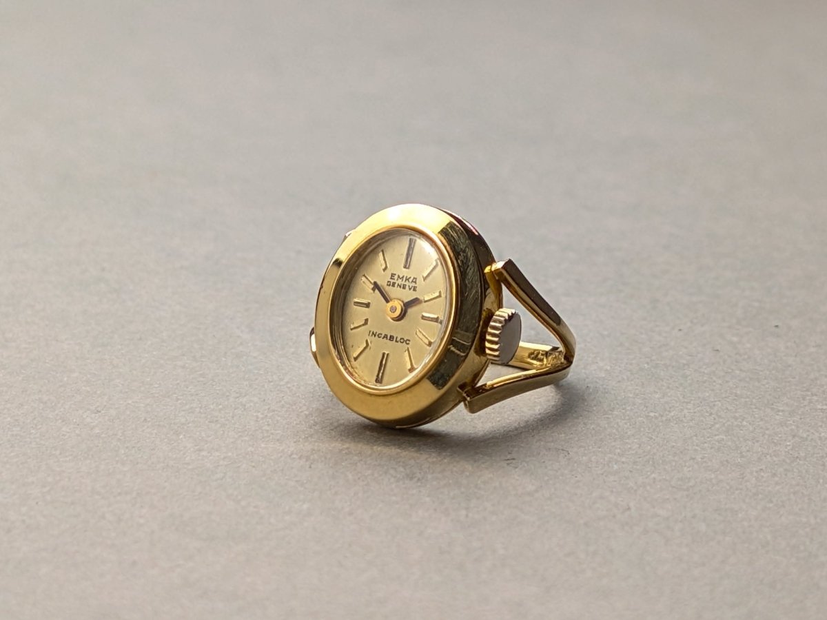 Emka Ring Watch 18k Gold Manual Movement Ring Watch
