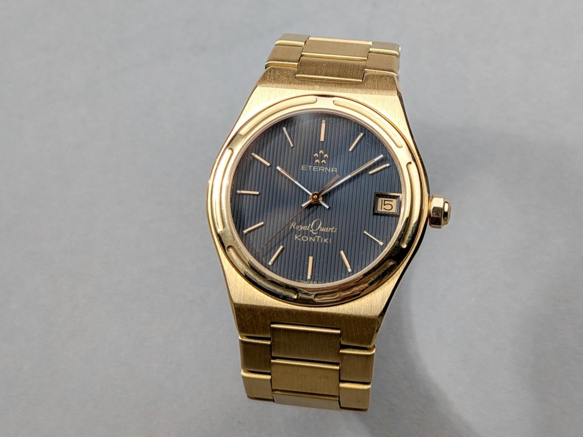 Eterna Kontiki Royal Quartz 18k Gold Ref 729 1505 68 Wristwatch