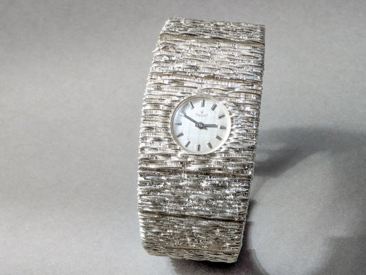 Extraordinary Exquisit 70s Silver Watch Bark Finish Wristwatch