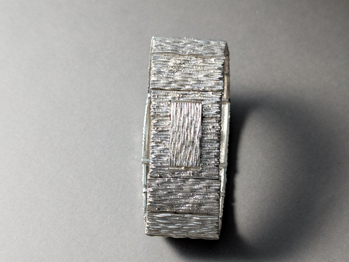 Extraordinary Exquisit 70s Silver Watch Bark Finish Wristwatch