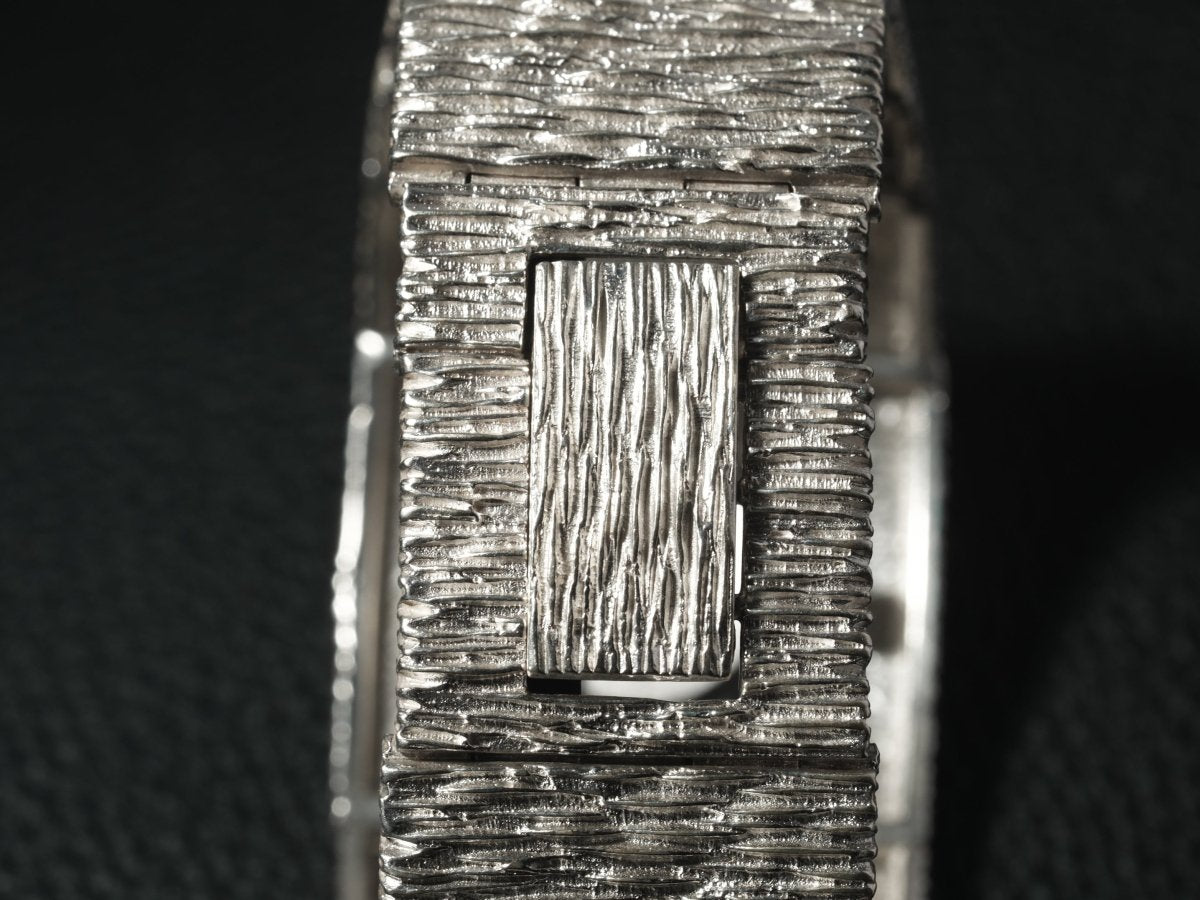 Extraordinary Heika 70s Silver Watch Bark Finish Blue Dial