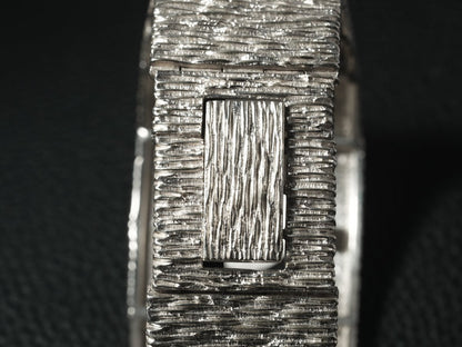 Extraordinary Heika 70s Silver Watch Bark Finish Blue Dial
