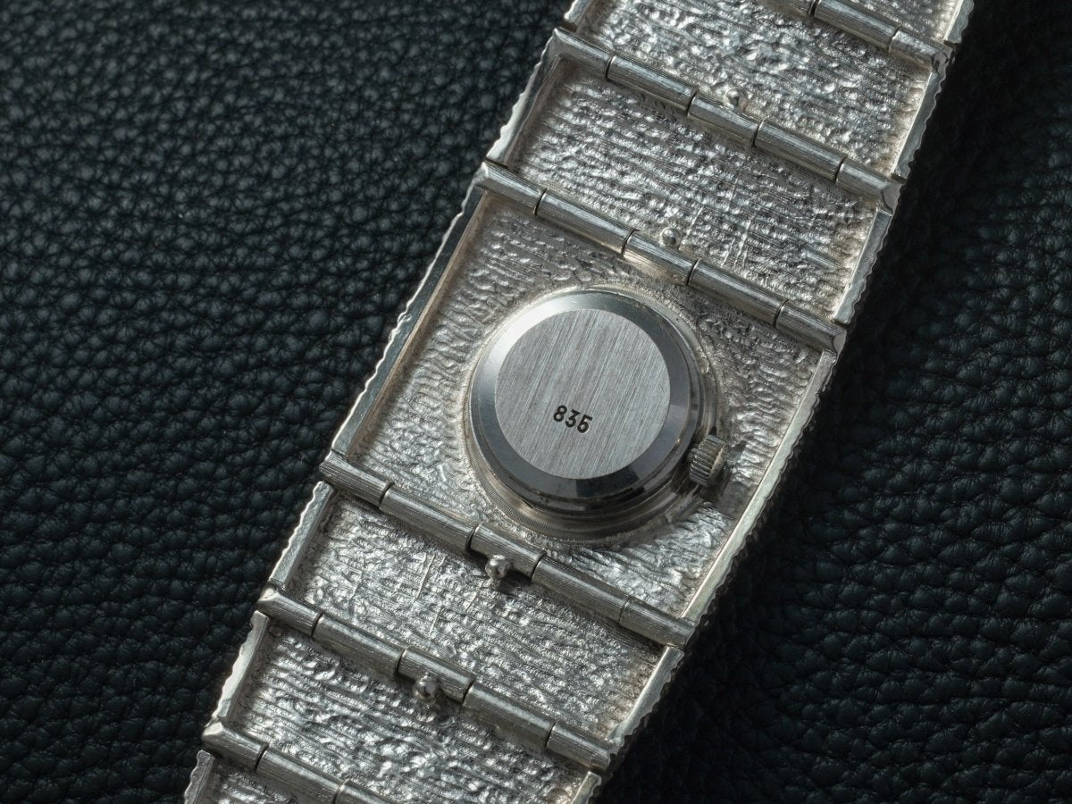 Extraordinary Heika 70s Silver Watch Bark Finish Blue Dial