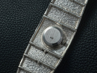Extraordinary Heika 70s Silver Watch Bark Finish Blue Dial