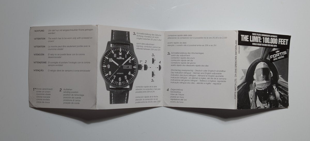 Fortis Watches Manual Papers