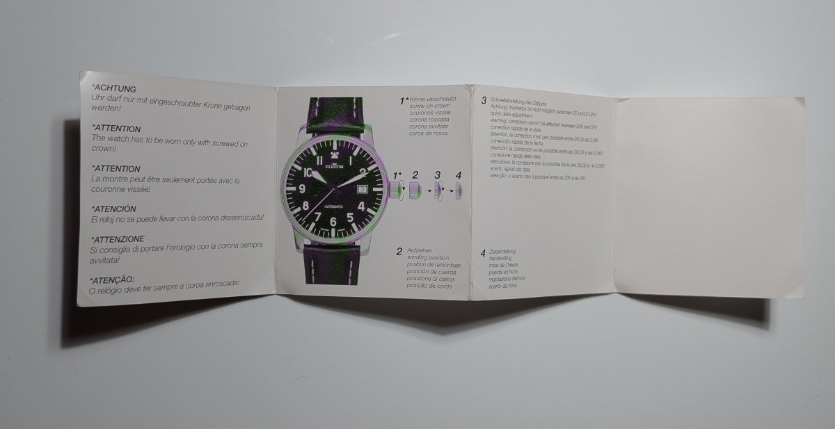 Fortis Watches Manual Papers
