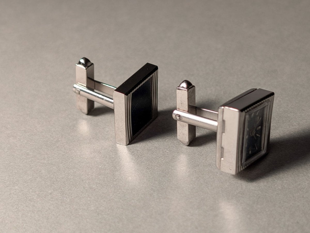Foska Cuff Links with Watch Blue Cuff Link Watch