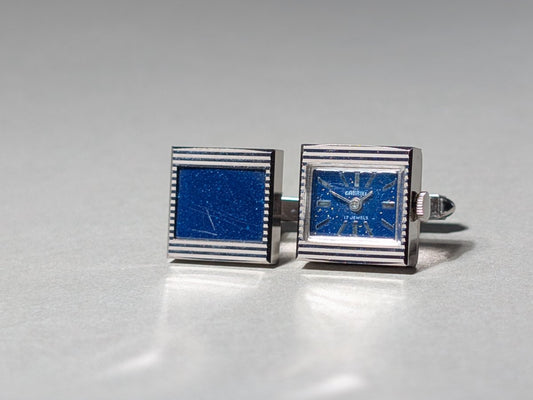 Foska Cuff Links with Watch Blue Cuff Link Watch