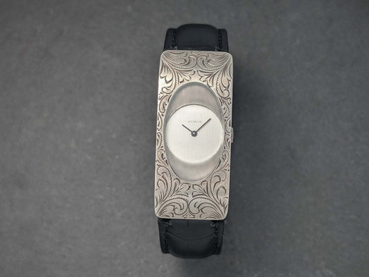 Geneve Sterling Silver Watch - Hand Engraved