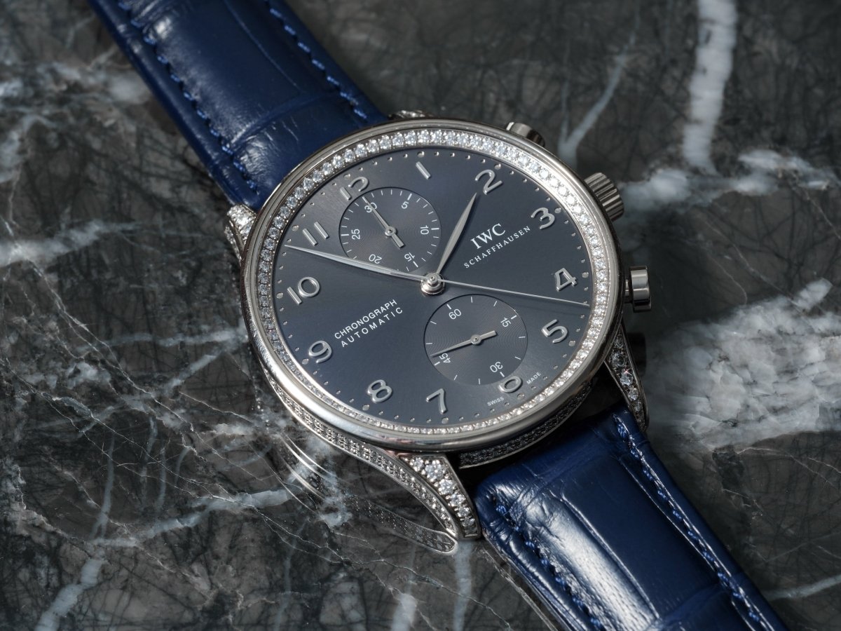 IWC Portuguese Chronograph White Gold Diamonds IW371475 Wristwatch