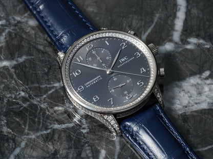 IWC Portuguese Chronograph White Gold Diamonds IW371475 Wristwatch
