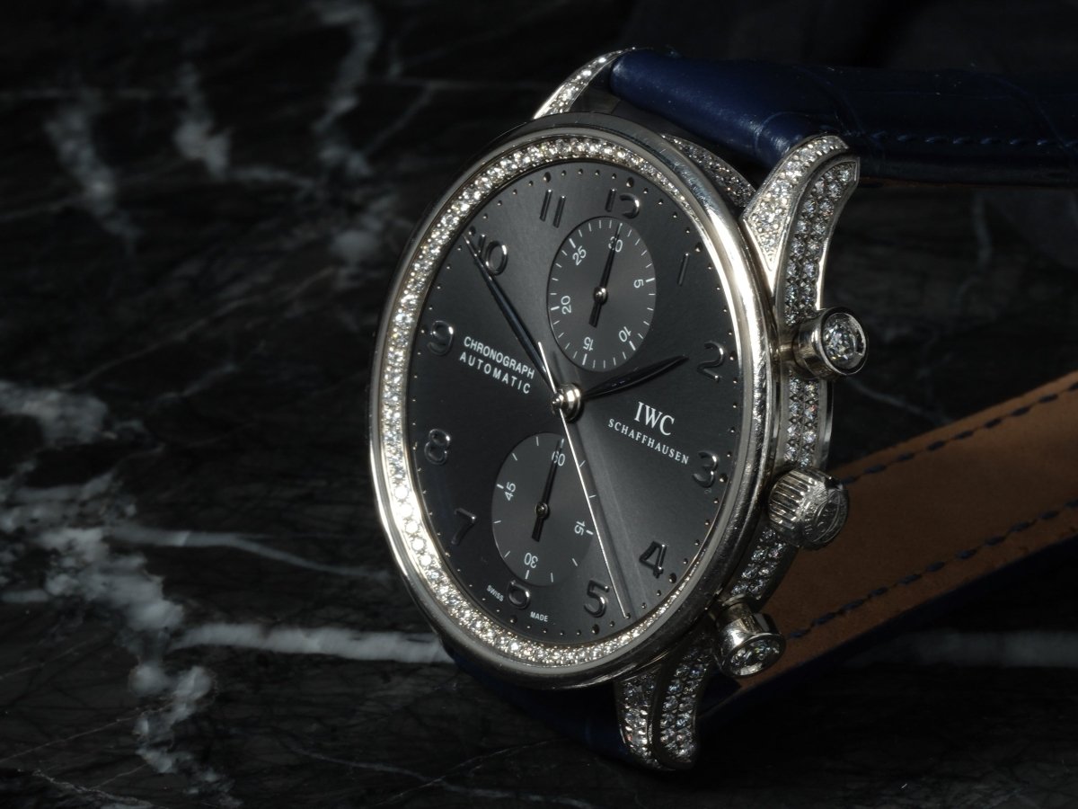 IWC Portuguese Chronograph White Gold Diamonds IW371475 Wristwatch