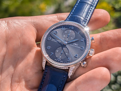 IWC Portuguese Chronograph White Gold Diamonds IW371475 Wristwatch