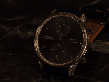 IWC Portuguese Chronograph White Gold Diamonds IW371475 Wristwatch