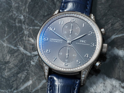 IWC Portuguese Chronograph White Gold Diamonds IW371475 Wristwatch
