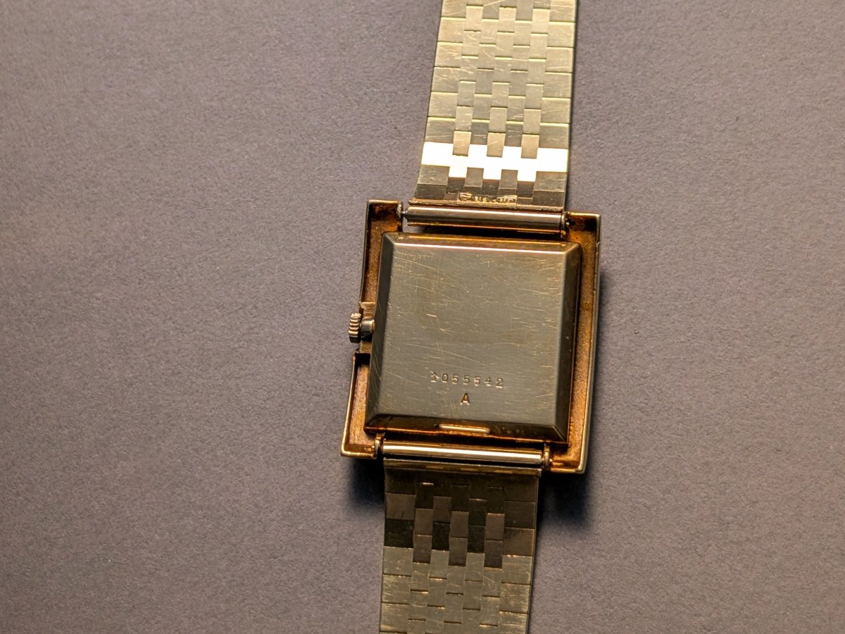 Jaeger - LeCoultre 18k Gold Bark Finish Rectangular Ref. 9006 Wristwatch