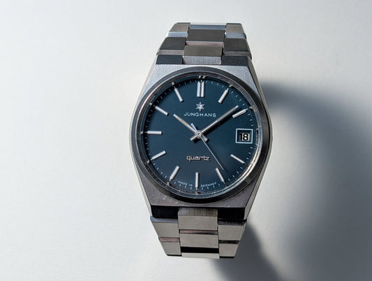 Junghans Integrated Bracelet Sports Watch 70s Blue 010/4727 Wristwatch