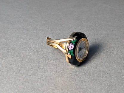 Lucerne Ring Watch Gold Plated Mechanical Movement 1970s Ring Watch