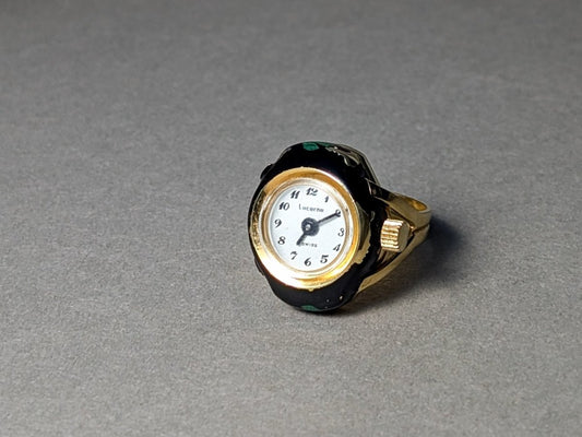 Lucerne Ring Watch Gold Plated Mechanical Movement 1970s Ring Watch